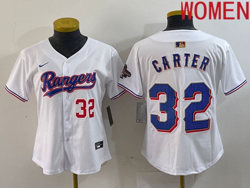 Women Texas Rangers #32 Carter White Champion Game Nike 2024 MLB Jersey style 4